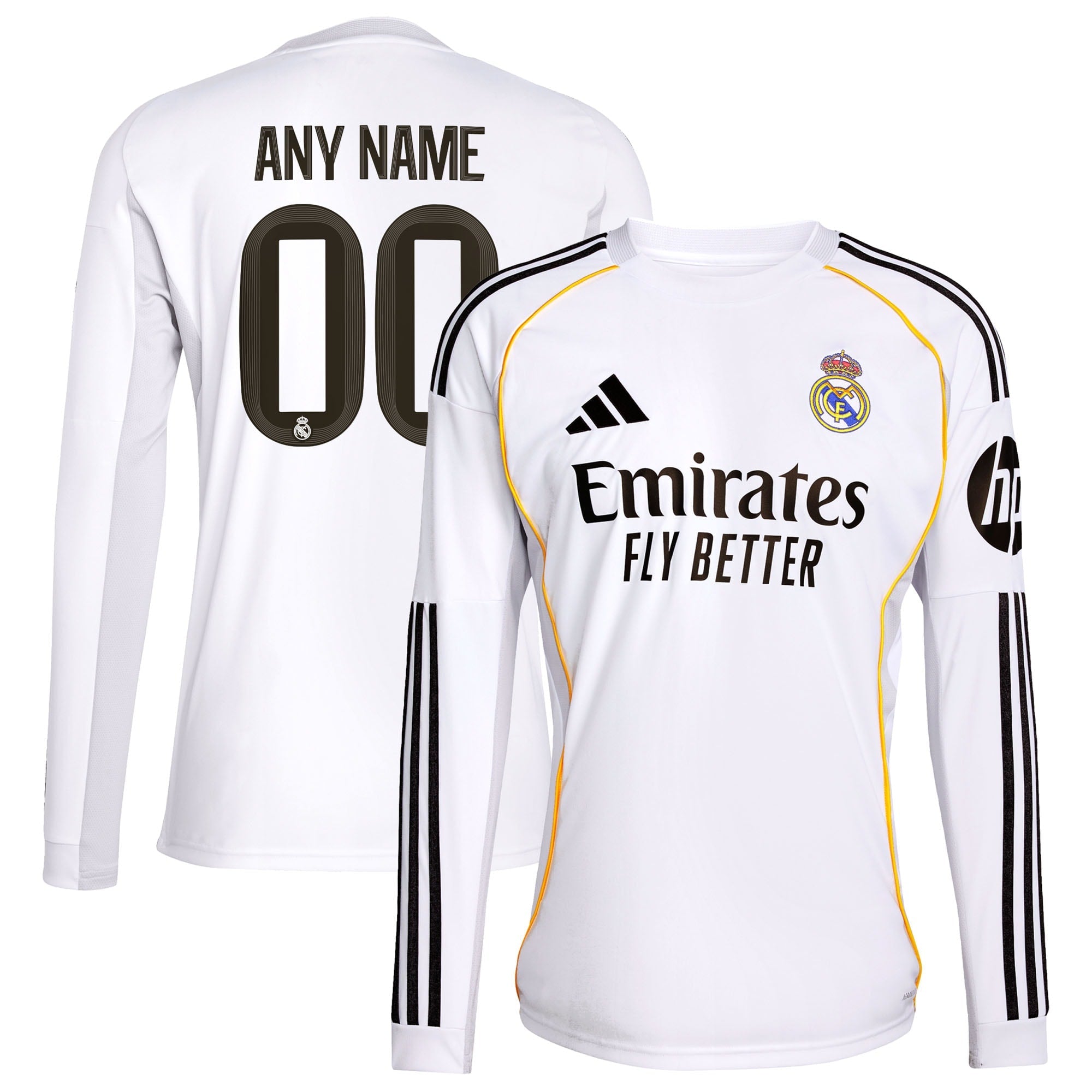 Los Merengues adidas 2025/26 Away Long Sleeve Replica Custom Jersey - Blue/White