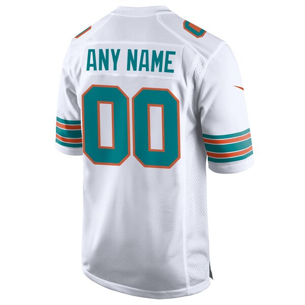 Miami Dolphins Nike Alternate Custom Game Jersey - White/Aqua