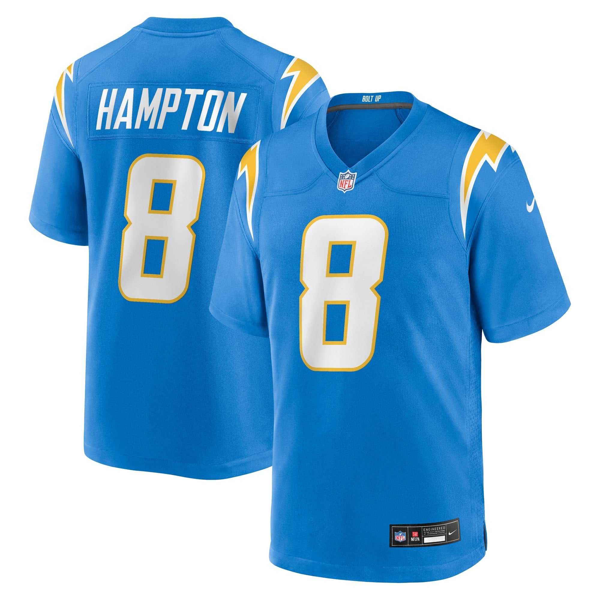 Omarion Hampton Los Angeles Chargers Nike Alternate Charger Power Game Player Jersey - Gold/Powder Blue