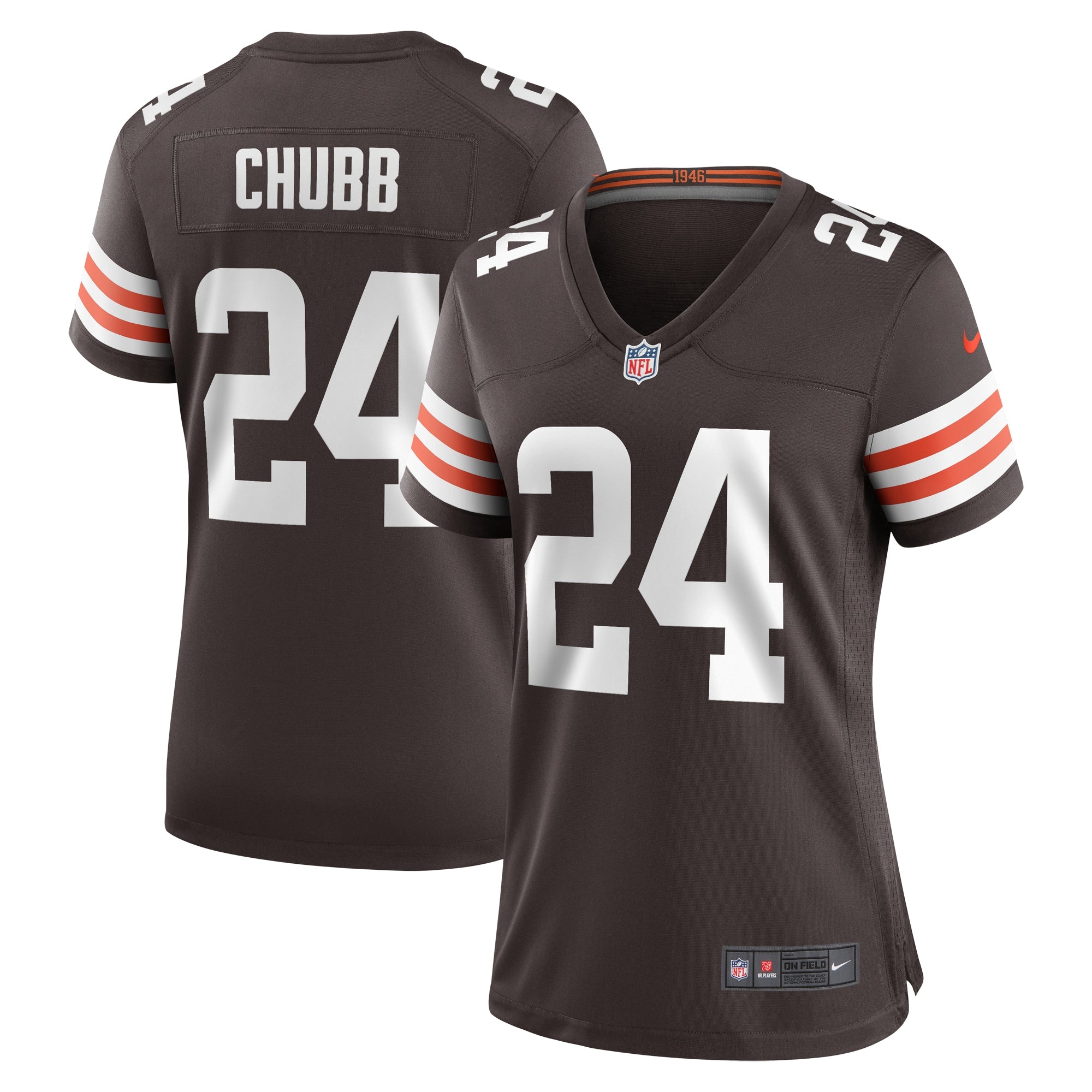 Nick Chubb Cleveland Browns Nike Women's Alternate Game Jersey -  White/Brown
