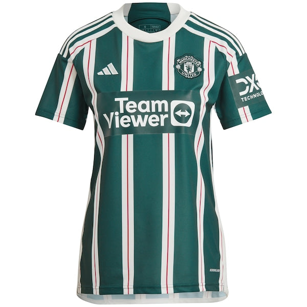 Kobbie Mainoo Manchester United adidas Women's 2023/24 Away Replica Player Jersey - Green/Red