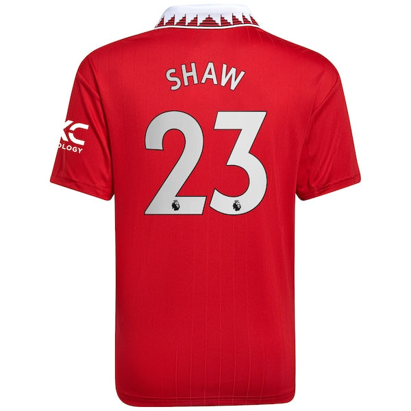 Luke Shaw Manchester United adidas Youth 2022/23 Home Replica Player Jersey - Red