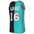 Pau Gasol Memphis Grizzlies Hardwood Classics 2001/02 Split Swingman Jersey - Black/Turquoise