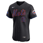 Francisco Lindor New York Mets Nike Alternate Elite Sponsor Patch Player Jersey - Black