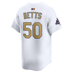 Mookie Betts Los Angeles Dodgers Nike Home 2025 Gold World Series Champions Limited Jersey - White