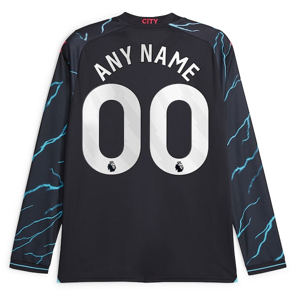 Manchester City Puma 2023/24 Third Long Sleeve Replica Custom Jersey - Navy
