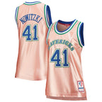 Dirk Nowitzki Dallas Mavericks Women's 75th Anniversary Rose Gold 1998 Swingman Jersey - Pink
