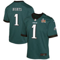 Jalen Hurts Philadelphia Eagles Nike Youth Super Bowl LIX Game Player Jersey - Midnight Green