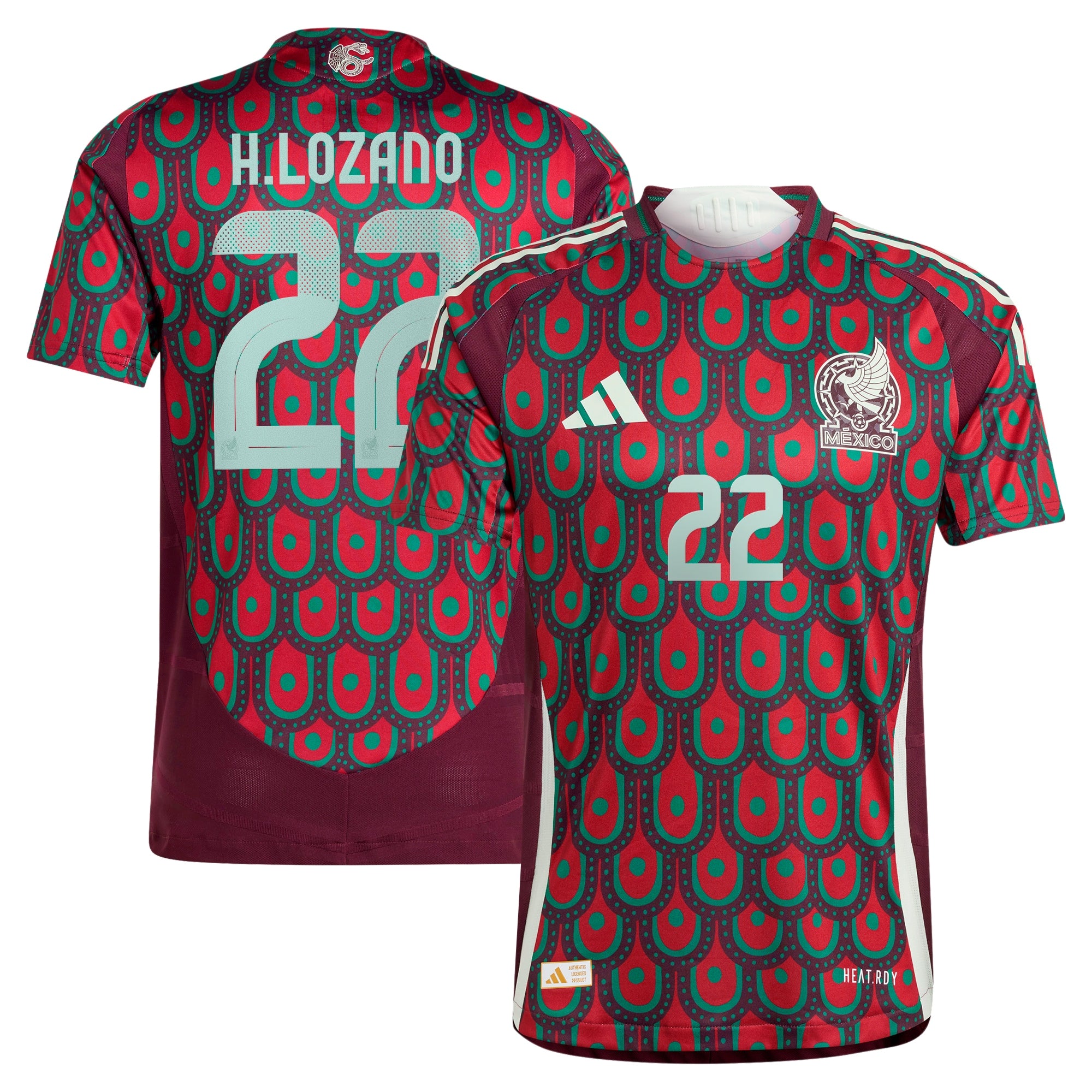Hirving Lozano Mexico National Team adidas 2024 Away Authentic Player Jersey - Green/Burgundy