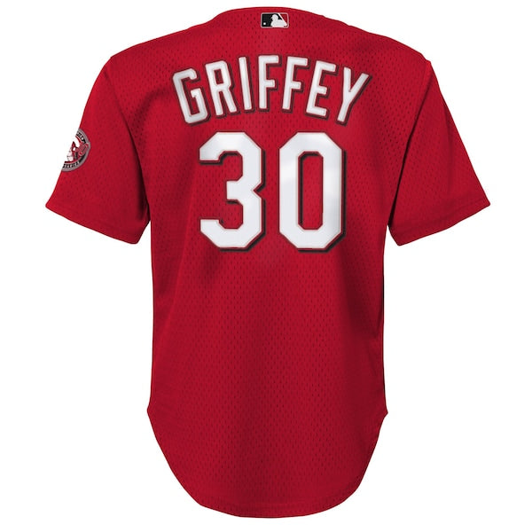 Ken Griffey Jr. Cincinnati Reds Youth Cooperstown Collection Mesh Batting Practice Jersey - Red