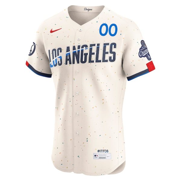 Los Angeles Dodgers Nike 2025 World Series Champions City Connect Elite Custom Jersey - Cream/Royal