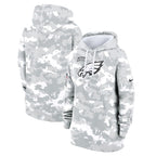 Philadelphia Eagles Nike Women's 2024 Salute To Service Club Fleece Pullover Hoodie - Arctic Camo