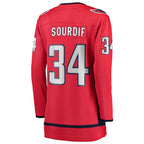 Justin Sourdif Washington Capitals  Women's Home Breakaway Jersey - Red
