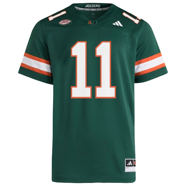 Men's adidas Carson Beck Miami Hurricanes Alternate NIL Football Player Jersey - Green/White