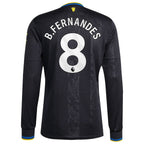 Bruno Fernandes Manchester United adidas 2025/26 Third Replica Long Sleeve Player Jersey - Black/Red/White