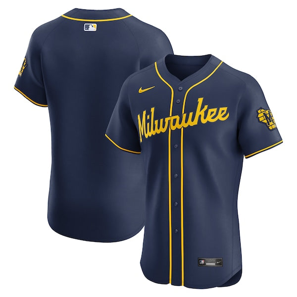 Milwaukee Brewers Nike Alternate 2  Elite Jersey - Navy/Cream