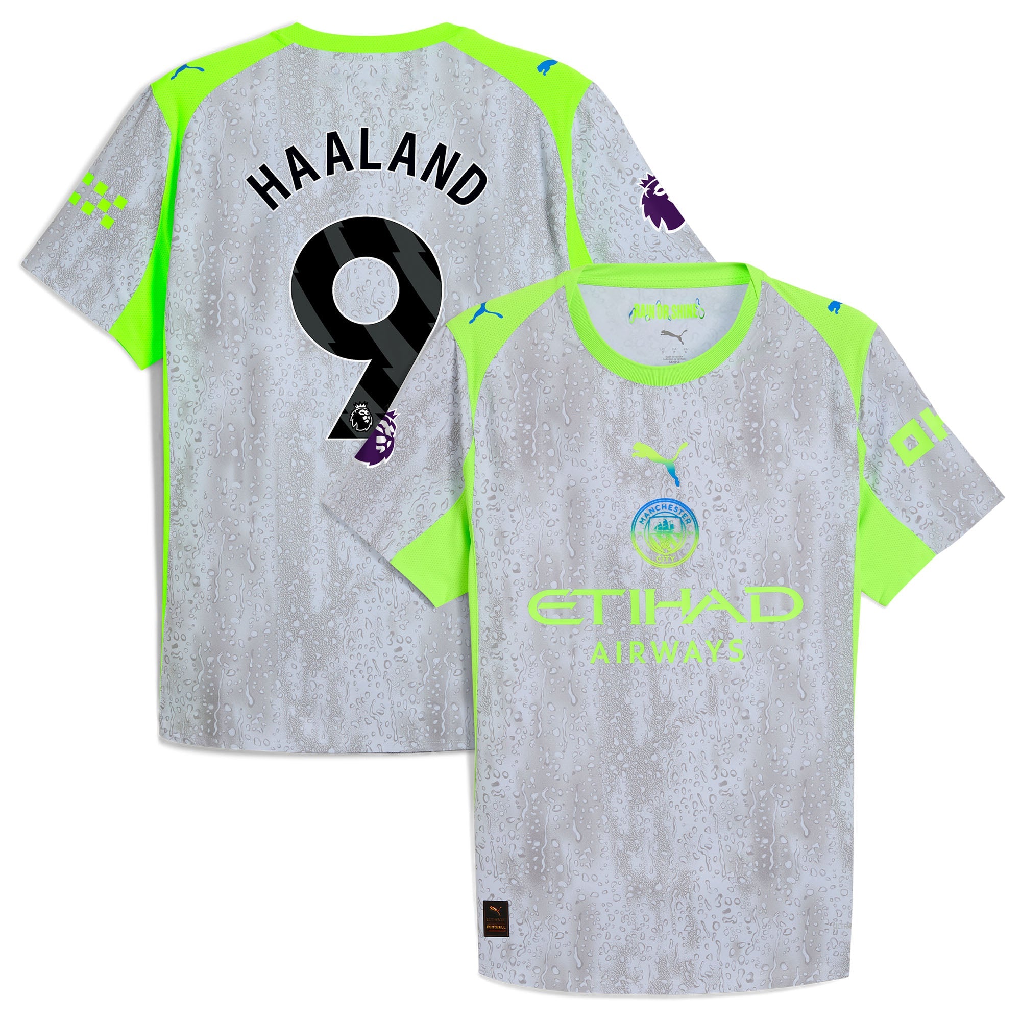 Erling Haaland Manchester City Puma 2025/26 Home Authentic Player Jersey - Sky Blue/Green