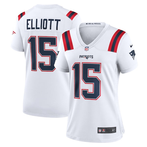 Ezekiel Elliott New England Patriots Nike Women's Game Player Jersey - White/Navy/Red