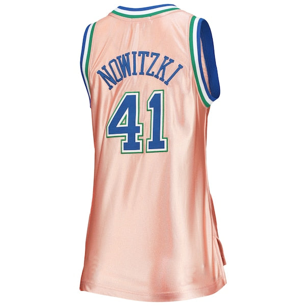 Dirk Nowitzki Dallas Mavericks Women's 75th Anniversary Rose Gold 1998 Swingman Jersey - Pink