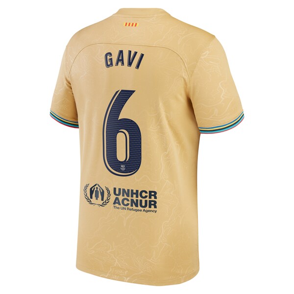 Gavi Barcelona Nike Youth 2022/23 Away Breathe Stadium Replica Player Jersey - Gold