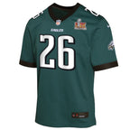 Saquon Barkley Philadelphia Eagles Nike Youth Super Bowl LIX Game Player Jersey - Midnight Green