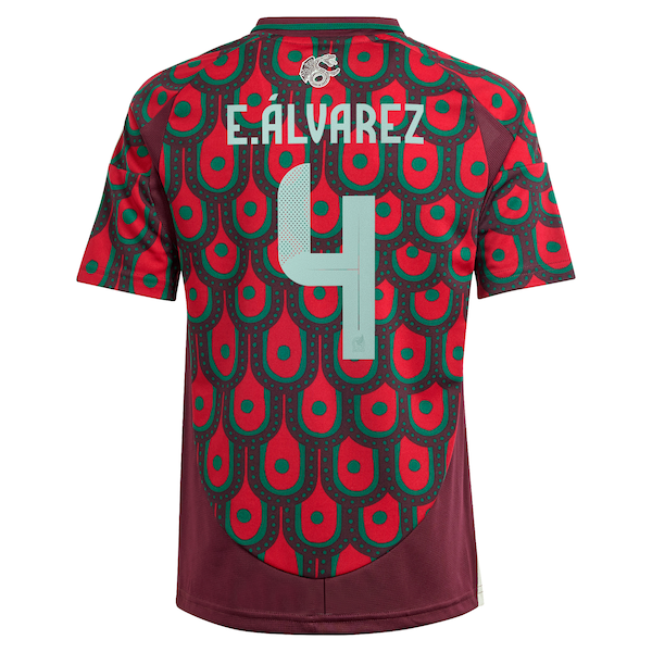 Edson Alvarez Mexico National Team adidas Youth 2024 Home Replica Player Jersey - Burgundy/Green