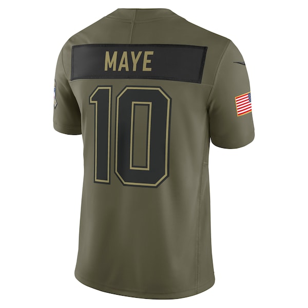 Drake Maye New England Patriots Nike 2025 Salute to Service Limited Jersey - Olive