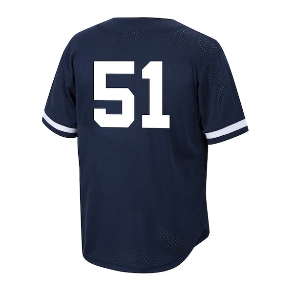 Bernie Williams New York Yankees  Cooperstown Collection Mesh Batting Practice Button-Up Jersey  - Navy