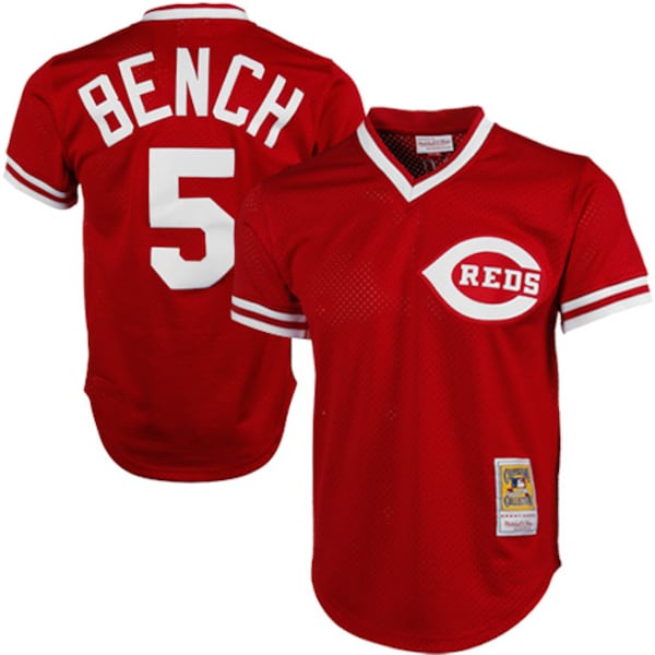 Johnny Bench Cincinnati Reds 1983 Authentic Copperstown Collection Mesh Batting Practice Jersey - Red