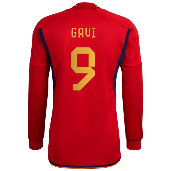 Gavi Spain National Team adidas 2022/23 Home Long Sleeve Replica Jersey - Red