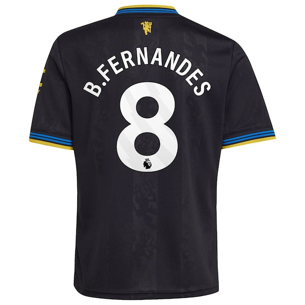 Bruno Fernandes Manchester United adidas Youth 2025/26 Third Replica Player Jersey - Black/Red/White