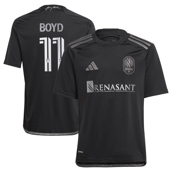 Tyler Boyd Nashville SC adidas Youth 2024 Man In Black Kit Replica Player Jersey - Black/Yellow