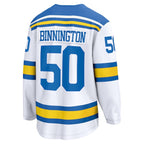 Jordan Binnington St. Louis Blues  Away Breakaway Player Jersey - White/Royal/Blue