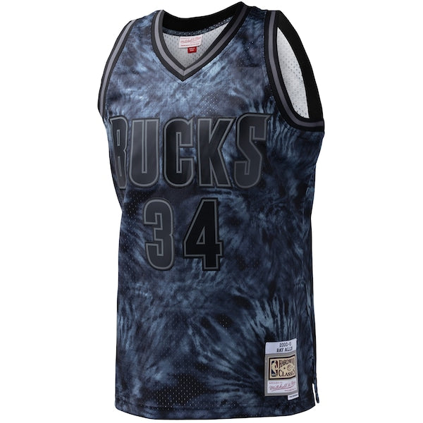 Ray Allen Milwaukee Bucks Hardwood Classics 1996/97 Tie-Dye Swingman Jersey - Black