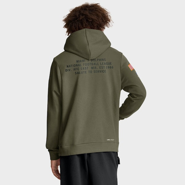 Miami Dolphins Nike 2025 Salute to Service Sideline Standard Issue Dri-FIT Hoodie - Olive