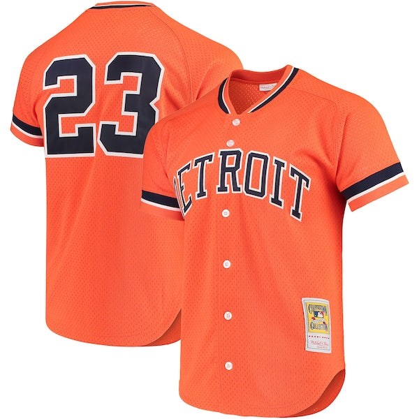 Kirk Gibson Detroit Tigers Cooperstown Collection Mesh Batting Practice Button-Up Jersey - Orange