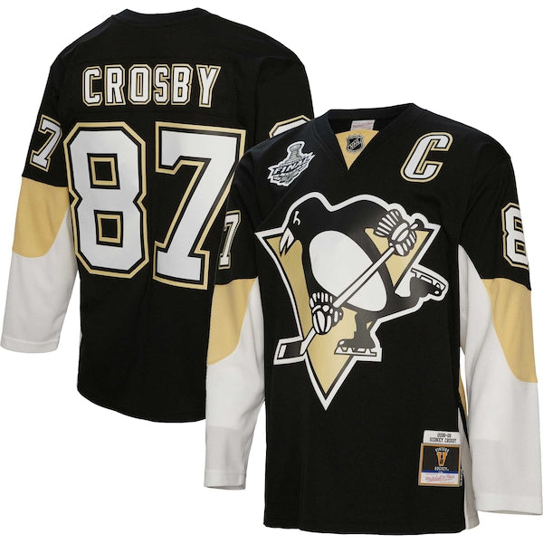 Sidney Crosby Pittsburgh Penguins Big & Tall 2008 Captain Patch Blue Line Player Jersey - Black