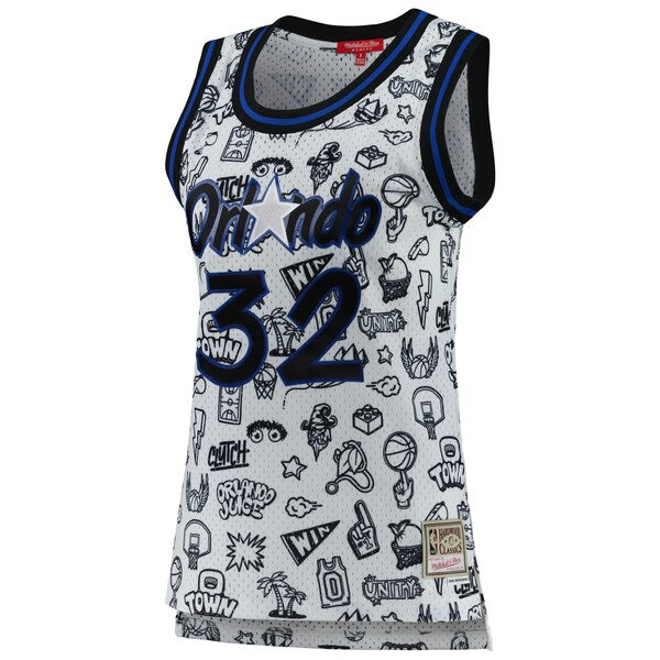 Shaquille O'Neal Orlando Magic Women's 1994 Doodle Swingman Jersey - White