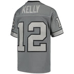 Jim Kelly Buffalo Bills Youth 1990 Retired Player Metal Replica Jersey - Charcoal
