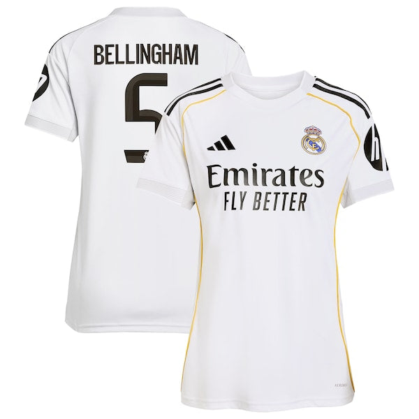 Jude Bellingham Los Merengues adidas Women's 2025/26 Home Replica Jersey - White/Blue