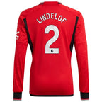 Victor Lindelof Manchester United adidas 2023/24 Home Replica Long Sleeve Player Jersey - Red