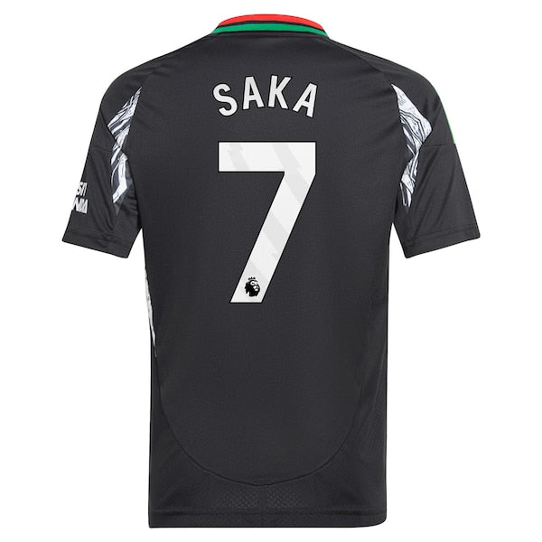 Bukayo Saka Arsenal adidas Youth 2024/25 Away Replica Player Jersey - Black