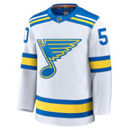 Jordan Binnington St. Louis Blues  Away Premium Player Jersey - White/Blue