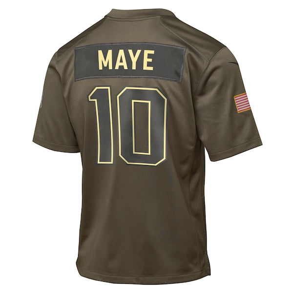 Drake Maye New England Patriots Nike Youth 2025 Salute to Service Game Jersey - Olive