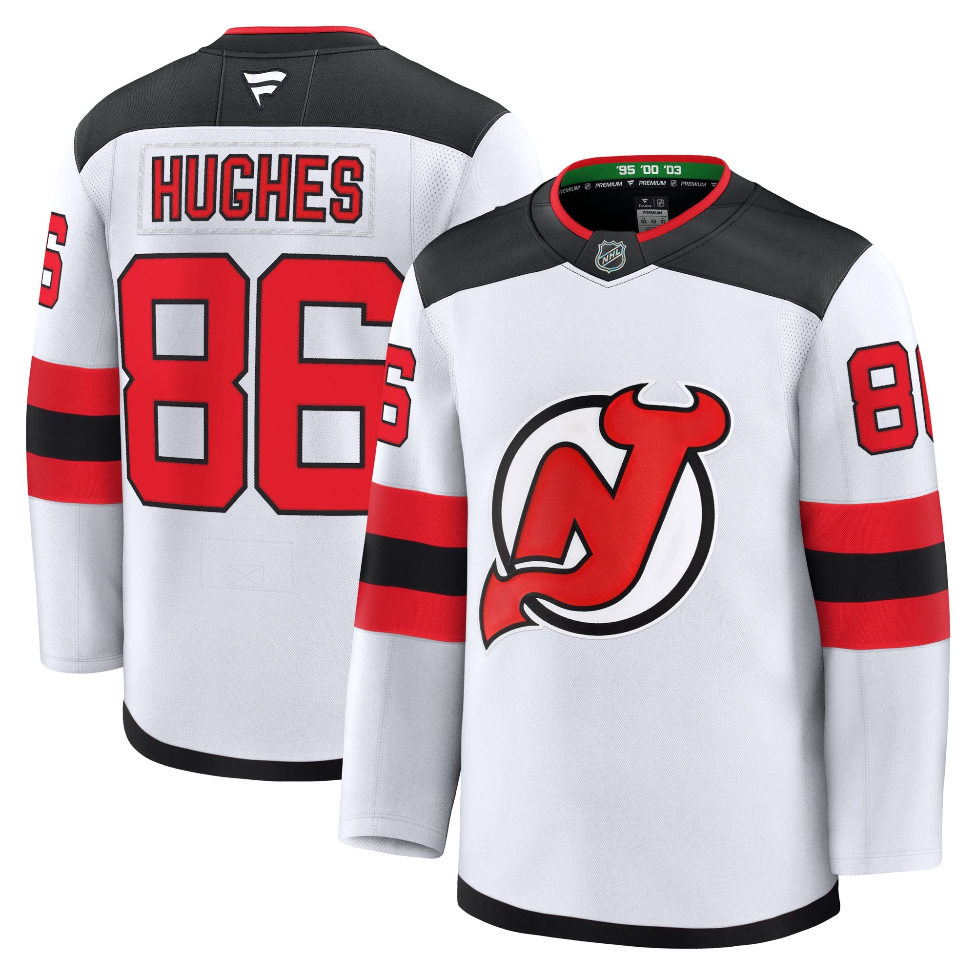 Jack Hughes New Jersey Devils  Home Premium Jersey - Red/White/Black