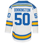 Jordan Binnington St. Louis Blues Youth Away Replica Player Jersey - White/Blue