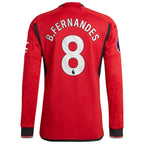 Bruno Fernandes Manchester United adidas 2023/24 Home Authentic Long Sleeve Player Jersey - Red/Green