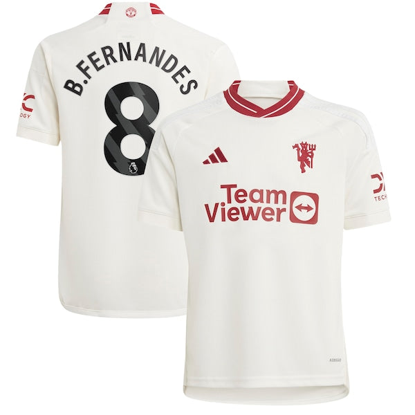 Bruno Fernandes Manchester United adidas Youth 2023/24 Third Replica Player Jersey - White/Green