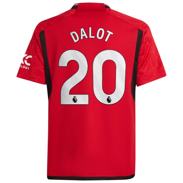 Diogo Dalot Manchester United adidas Youth 2023/24 Home Replica Player Jersey - Red