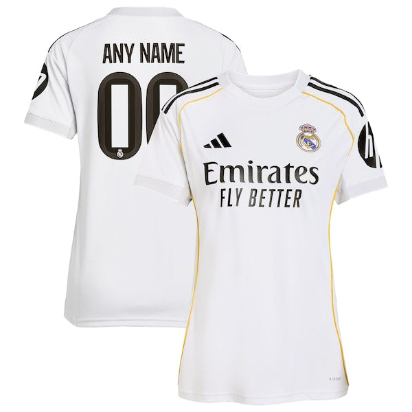 Los Merengues adidas Women's 2025/26 Home Replica Custom Jersey - White/Blue